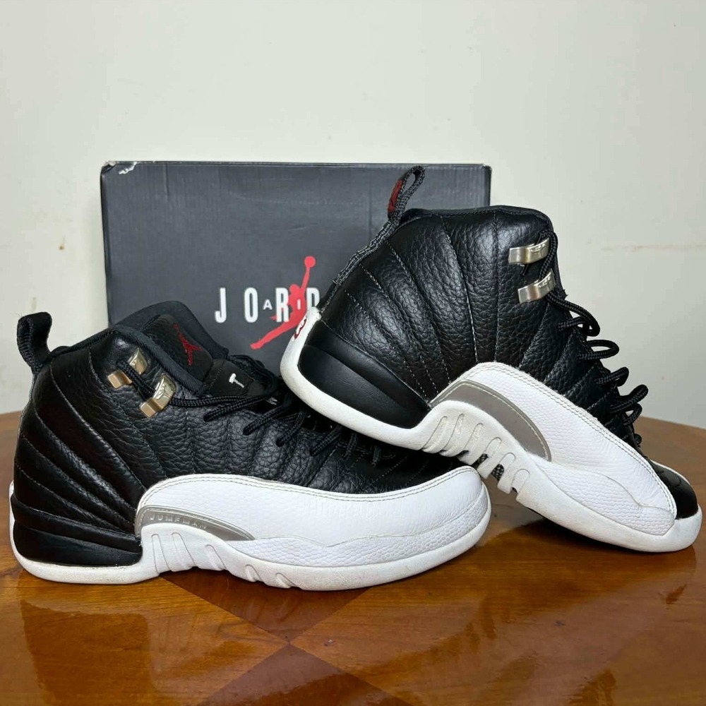 Air Jordan 12 Retro Playoff Black White Red 153265-006 Kids Sneakers